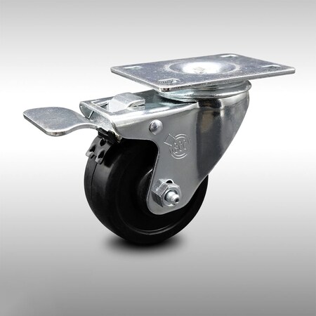 Service Caster 3.5 Inch SS Soft Rubber Top Plate Caster with Total Lock Brake SCC-SSTTL20S3514-SRS